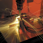 High brightness solid state fibre laser cutting