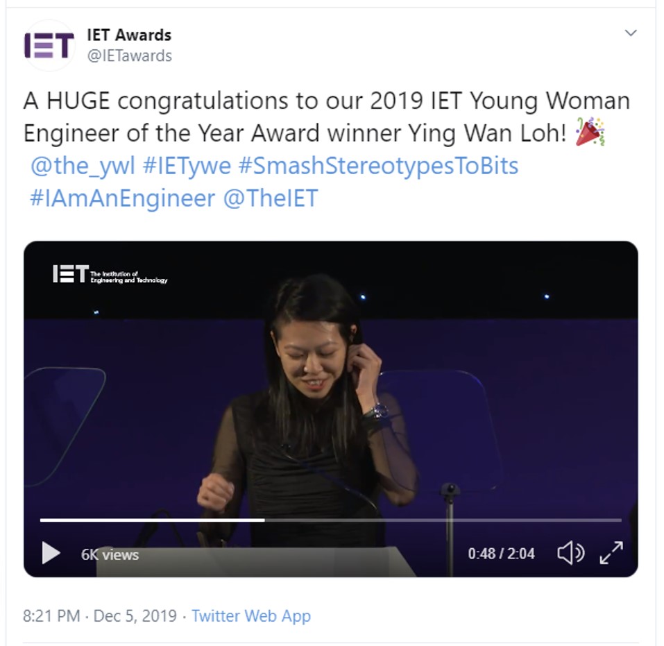 Tweet IET ying wan loh award