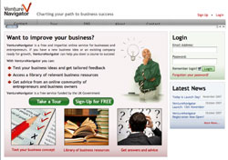 Screenshot of Venture Navigator web page