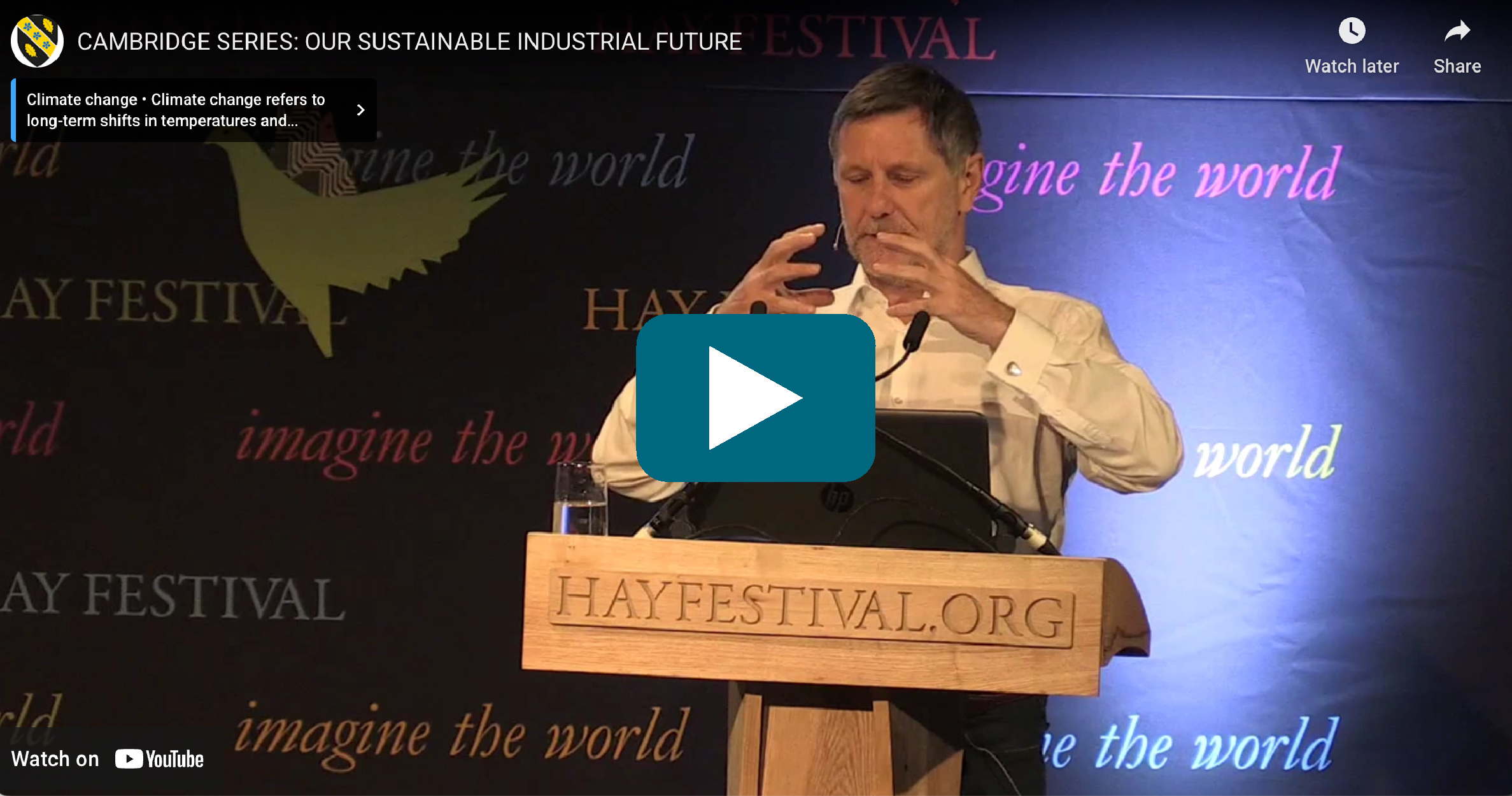 Video Thumbnail: Professor Steve Evans talks about how to love factories at Hay Festival
